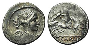 T. Carisius, Rome, 46 BC. AR Denarius (19mm, ... 