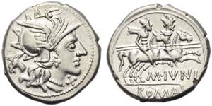 M. Junius Silanus, Denarius, Rome, 145 BC; ... 