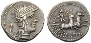 M. Opimius, Denarius, Rome, 131 BC; AR (g ... 