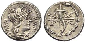 Q. Fabius Maximus, Denarius, Rome, 127 BC; ... 