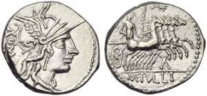 M. Tullius, Denarius, Rome, 120 BC; AR (g ... 