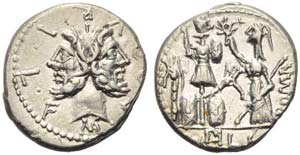 M. Furius L.f. Philus, Denarius, Rome, 119 ... 