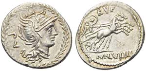 M. Lucilius Ruf., Denarius, Rome, 101 BC; AR ... 