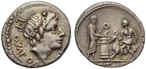 L. Pomponius Molo, Denarius, Rome, 97 BC ; ... 