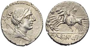 A. Postumius Sp.f. Albinus, Denarius, Rome, ... 