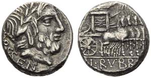L. Rubrius Dossenus, Denarius, Rome, 87 BC; ... 