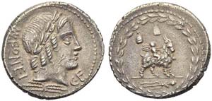 Mn. Fonteius C.f., Denarius, Rome, 85 BC; AR ... 