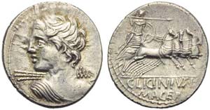 C. Licinius L.f. Macer, Denarius, Rome, 84 ... 