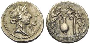 Q. Caecilius Metellus Pius, Denarius, North ... 