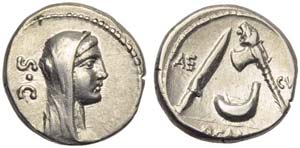P. Sulpicius Galba, Denarius, Rome, 69 BC; ... 