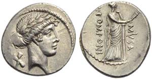 Q. Pomponius Musa, Denarius, Rome, 66 BC; AR ... 