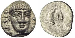 Campania, Phistelia, Obol, c. 325-275 BC; AR ... 