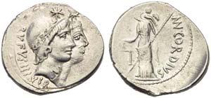 Mn. Cordius Rufus, Denarius, Rome, 46 BC; AR ... 