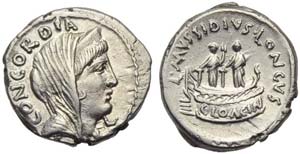 L. Mussidius Longus, Denarius, Rome, 42 BC; ... 