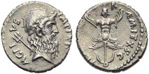 Sextus Pompeius Magnus Pius, Denarius, ... 