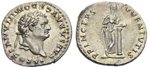 Domitian, as Caesar, Denarius, Rome, AD 79; ... 