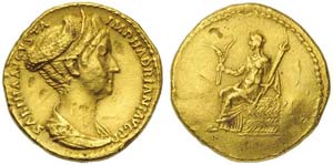 Sabina, wife of Hadrian, Aureus, Rome, AD ... 