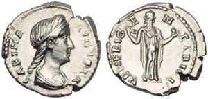 Sabina, wife of Hadrian, Denarius, Rome, AD ... 