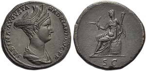 Sabina, wife of Hadrian, Sestertius, AD ... 