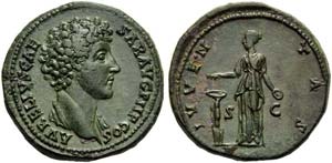 Marcus Aurelius, as Caesar, Sestertius, ... 