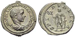 Diadumenian, as Caesar, Denarius, Rome, AD ... 