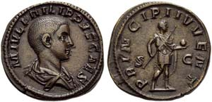 Philip II, as Caesar, Sestertius, Rome, AD ... 