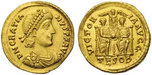 Gratian (367-383), Solidus, Thessalonica, AD ... 