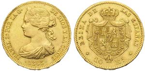 Spain, Isabel II (1833-1868), 10 Escudos, ... 