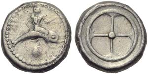 Apulia, Tarentum, Nomos, c. 500-480 BC; AR ... 