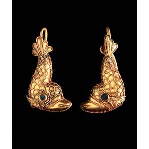 A charming pair of gold and paste earrings  ... 