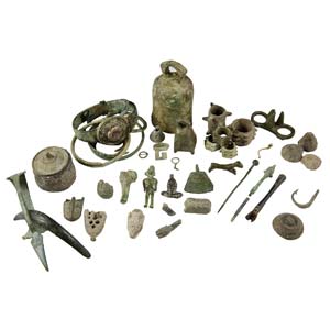 A collection of bronze and lead items 1st ... 