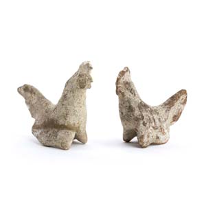 A couple of Greek roosters 5th century BC; ... 
