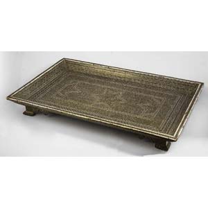 Bone inlaid tray decorated with geomteric ... 