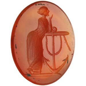 Carnelian with female figure and anchor ... 