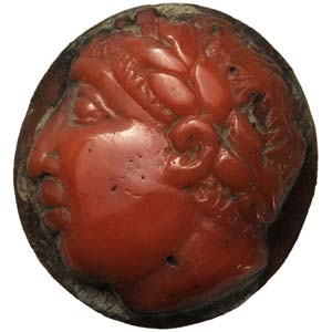 Post-antique cameo in red coral, 18 x 17 mm, ... 