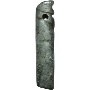 Pendant in gray stone  with elongated shape.