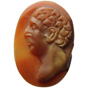 Red agate cameo, 20 x 14 mm, bare bust of a ... 