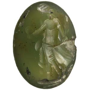 Roman intaglio in green agate with female ... 