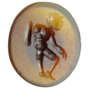 Roman carnelian intaglio with carved a doll ... 