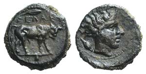 Sicily, Gela, c. 420-405 BC. Æ Onkia (10mm, ... 