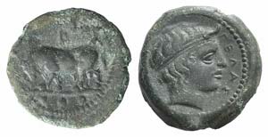 Sicily, Gela, c. 420-405 BC. Æ Tetras ... 