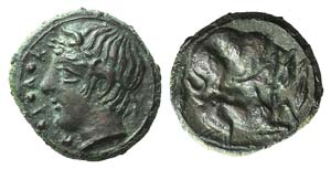 Sicily, Piakos, c. 420-400 BC. Æ Tetras or ... 