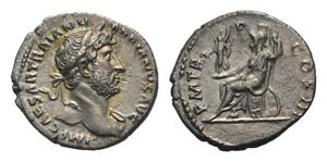Hadrian (117-138). AR Denarius (18mm, 3.19g, ... 