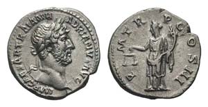 Hadrian (117-138). AR Denarius (18mm, 3.26g, ... 