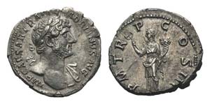 Hadrian (117-138). AR Denarius (18mm, 3.14g, ... 
