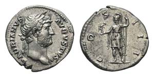 Hadrian (117-138). AR Denarius (18mm, 3.45g, ... 