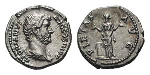 Hadrian (117-138). AR Denarius (17mm, 3.40g, ... 