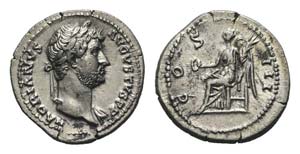 Hadrian (117-138). AR Denarius (19mm, 3.39g, ... 