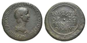 Nero (Caesar, 50-54). Æ Sestertius (34mm, ... 