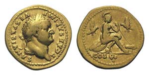 Titus (Caesar, 69-79). AV Aureus (20mm, ... 